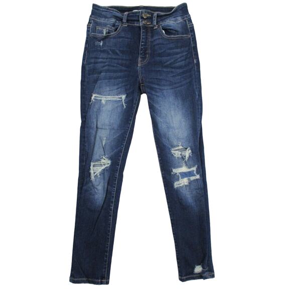 Vervet Denim - Vervet Jeans Womens 28 Blue Fountain High Rise Skinny Dark Distressed Wash 26x28